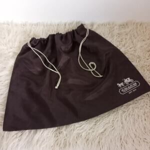 COACH Brown Gold Bag Cover 19x15 Satin Drawstring Cord Logo Dust Travel Pouch